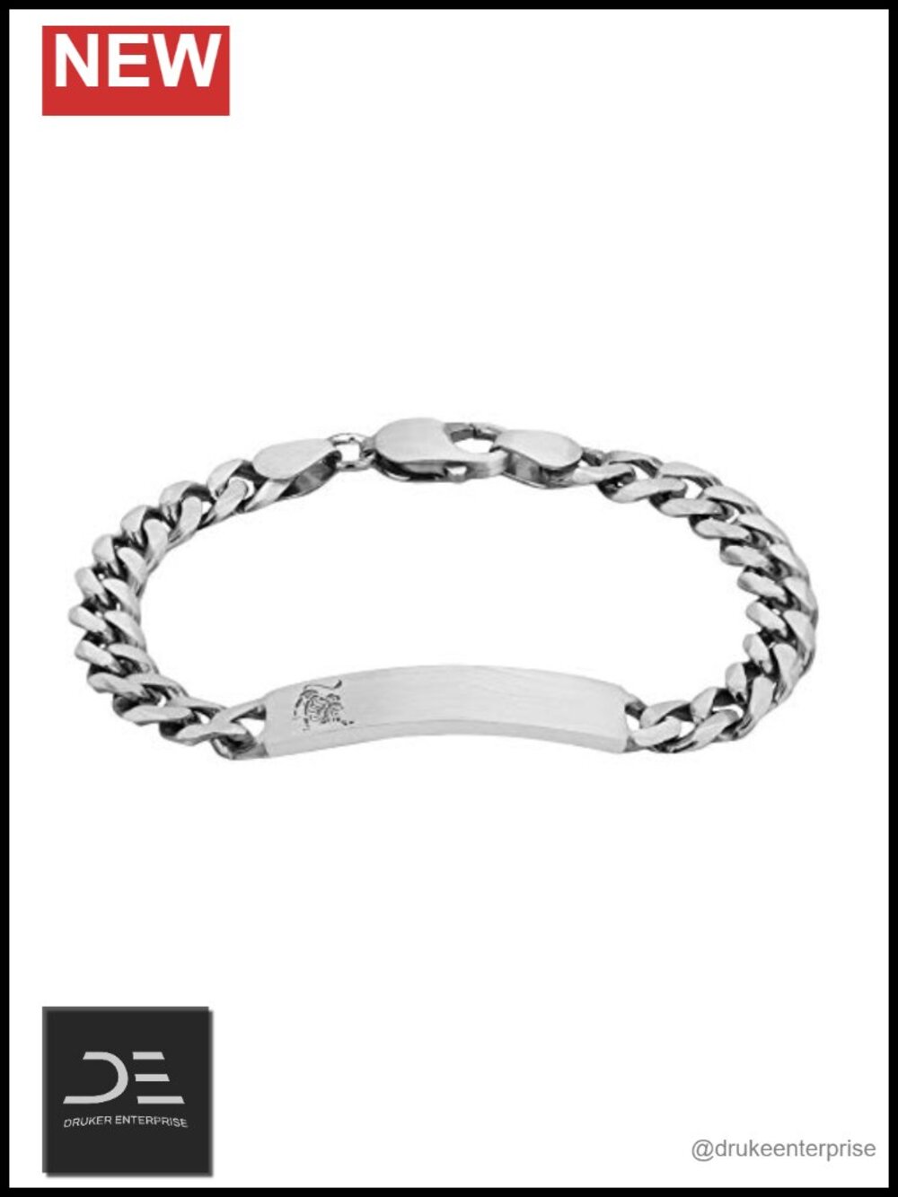Sterling Silver Engravable Horoscope ID Bracelet Curb Chain